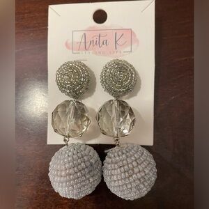 NWT Anita K Handmade one-of-a-kind Silver beaded earrings